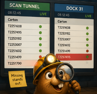 Gopher comparing scan tunnel and dock data